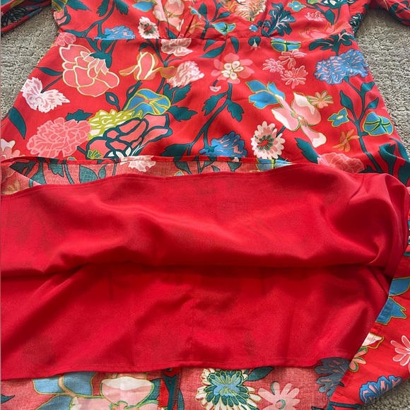 NWT J. Crew Floral Red Dress, Short Length, Long Sleeve, V-Neck, Size 16, NEW - Picture 7 of 15
